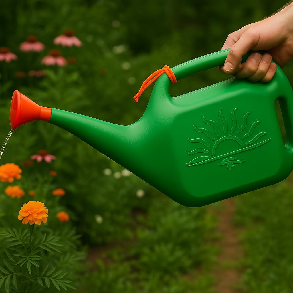 BLOSSOMJI Green Plastic Watering Can with Sprayer for Indoor & Outdoor Plants Garden Shower