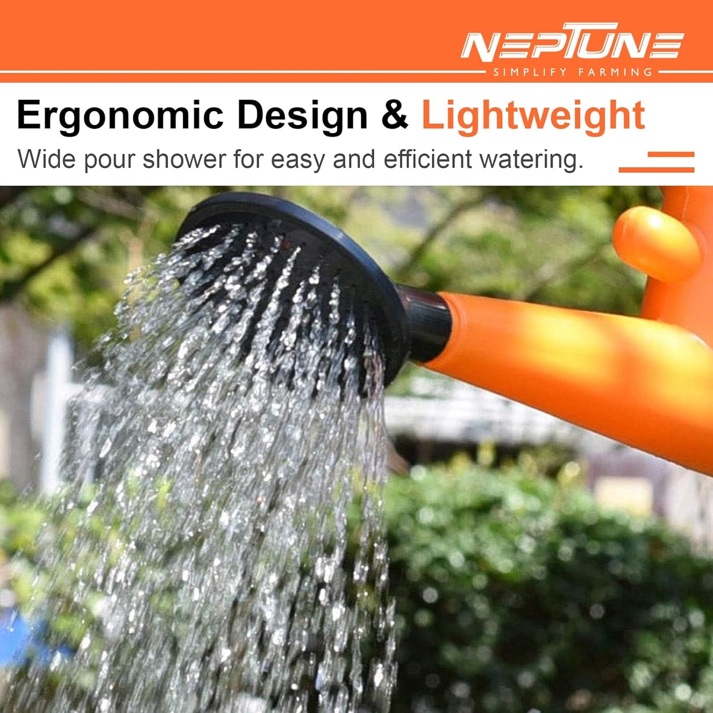 Nexora Simplify Farming Watering Can 10L | Durable Plastic Orange Water Can with Removable Sprinkler Cap