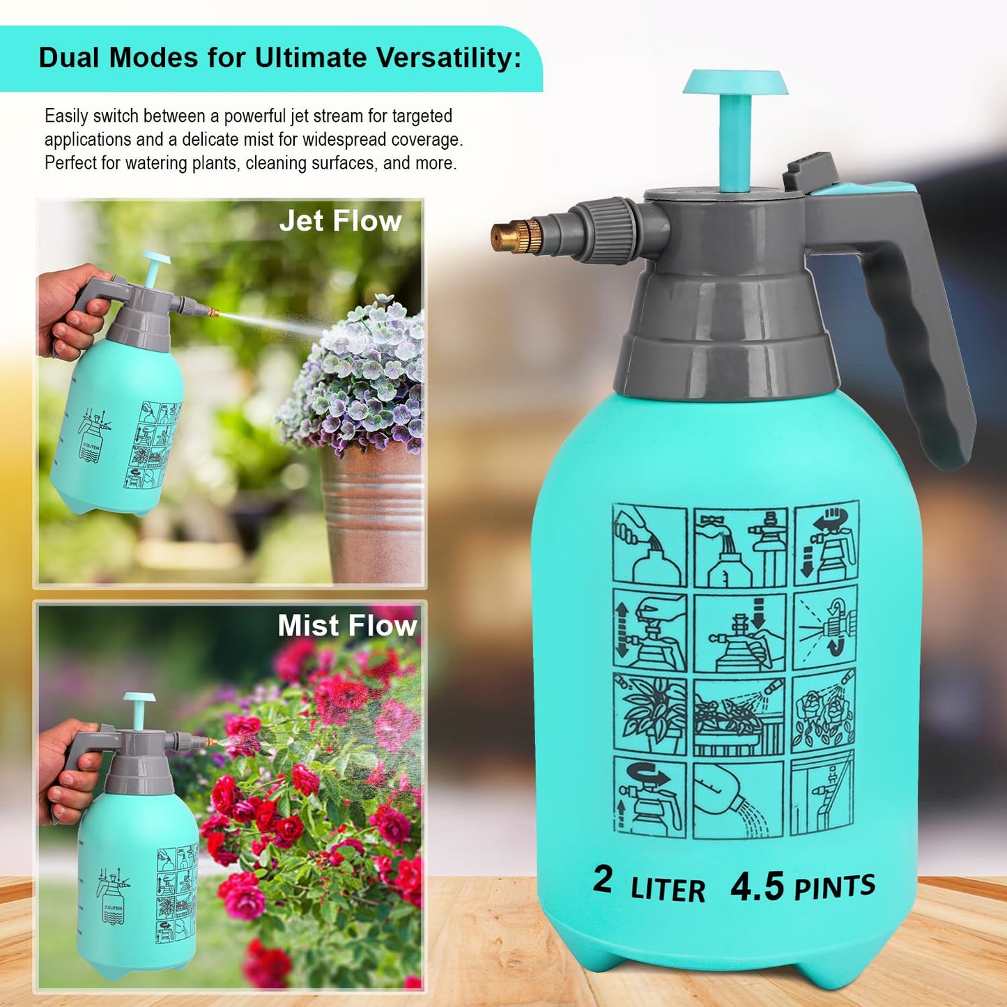 OZELYN 2L Multipurpose Classic Hand Pump Sprayer for Water, Gardening, Car Cleaning & Sanitising