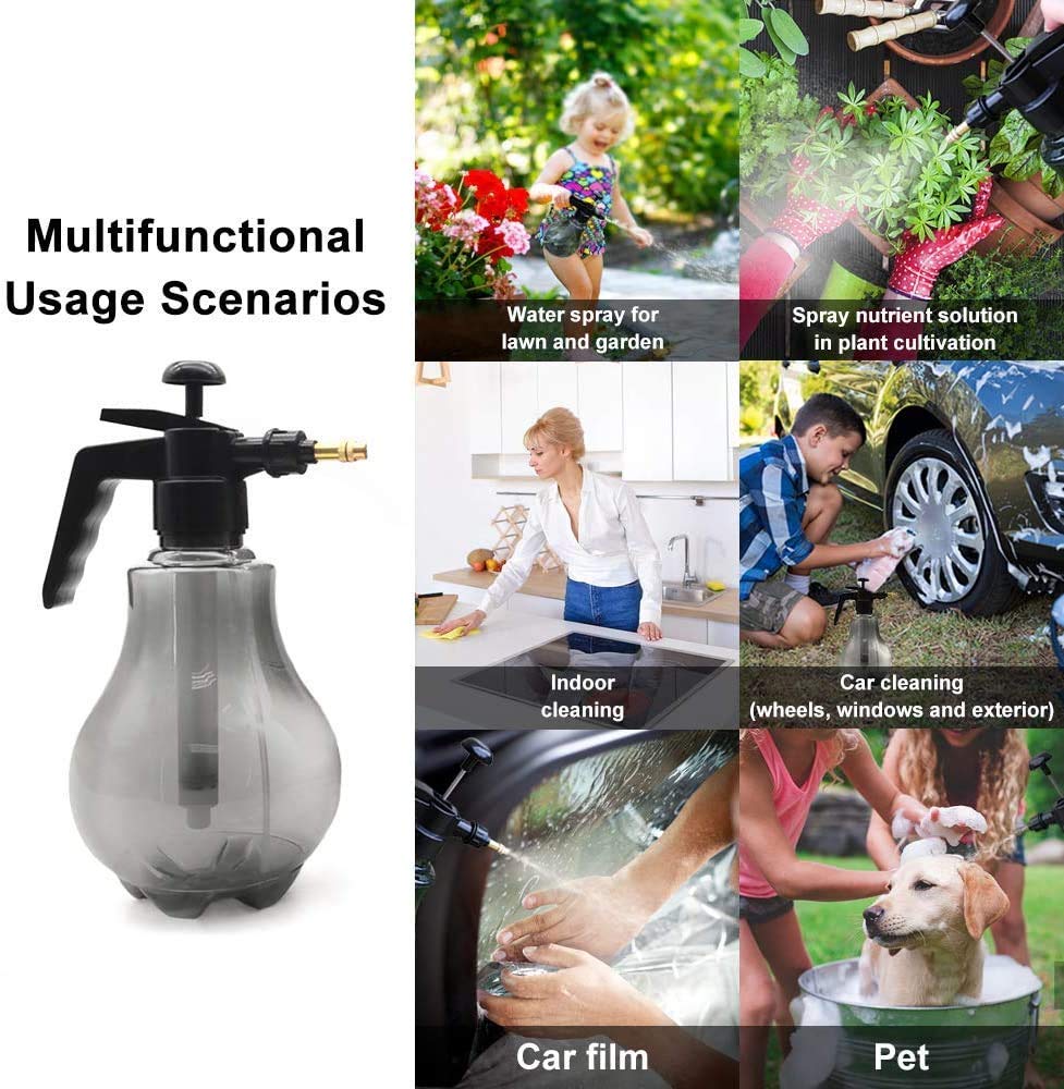 HydroMist 2L Garden Water Sprayer Manual Pump Spray Bottle for Gardening Plants, Flowers & Home Use