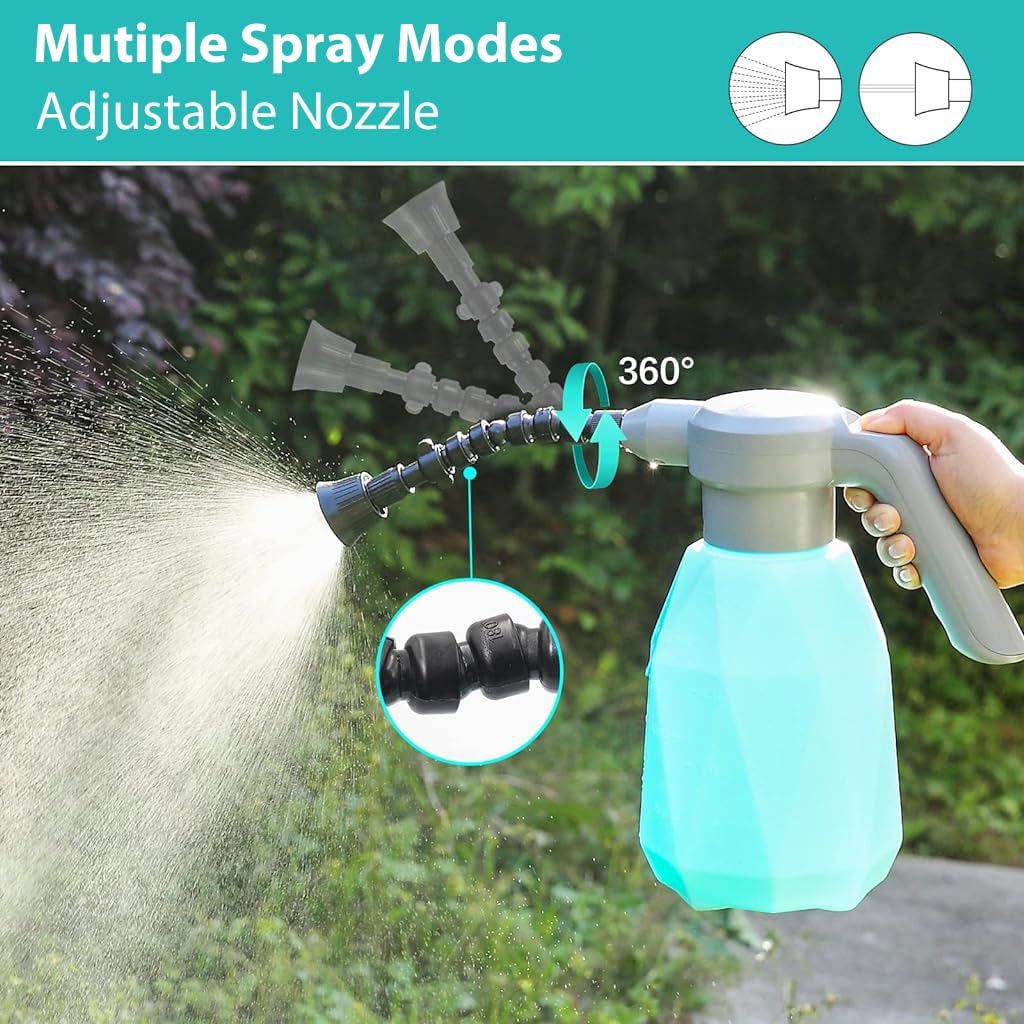 HERVONA® 2L Electric Watering Can with Gimbaled Nozzle, Automatic USB Rechargeable Garden Plant Sprayer
