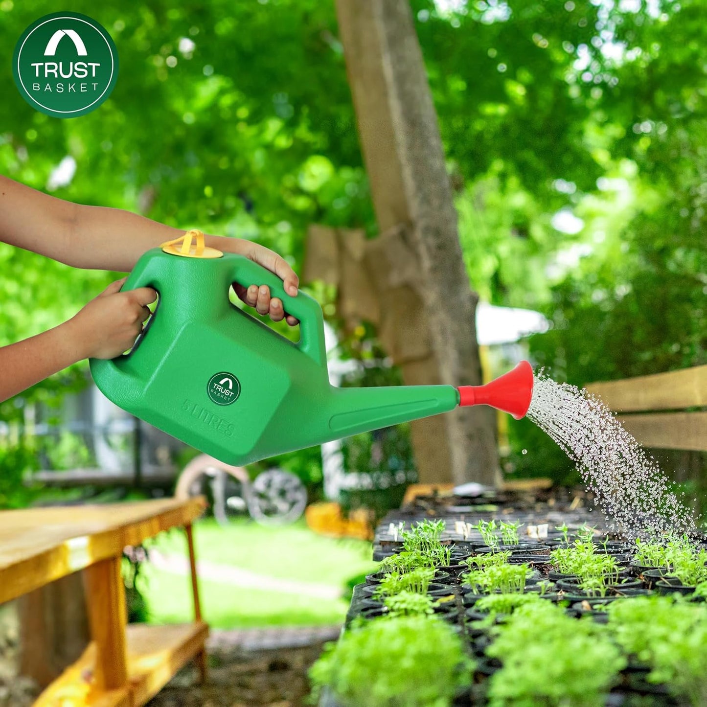 TrendBloom Garden Watering Can (Green 5L) for Indoor & Outdoor Gardening Use