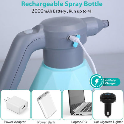 HERVONA® 2L Electric Watering Can with Gimbaled Nozzle, Automatic USB Rechargeable Garden Plant Sprayer