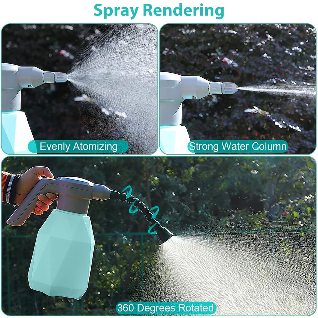 HERVONA® 2L Electric Watering Can with Gimbaled Nozzle, Automatic USB Rechargeable Garden Plant Sprayer