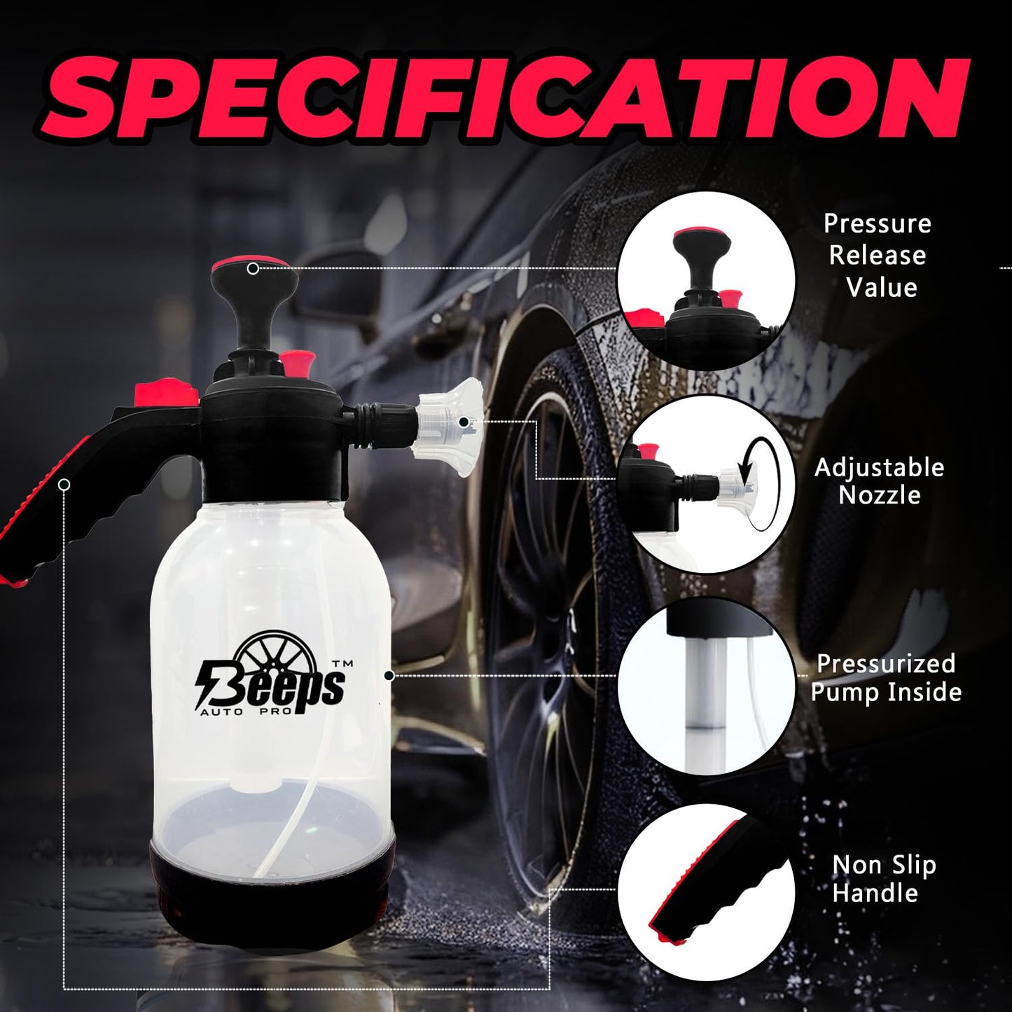 BLITZCLEAN Foam Sprayer for Car & Bike, Home Cleaning | High-Pressure Blaster, Adjustable Nozzle