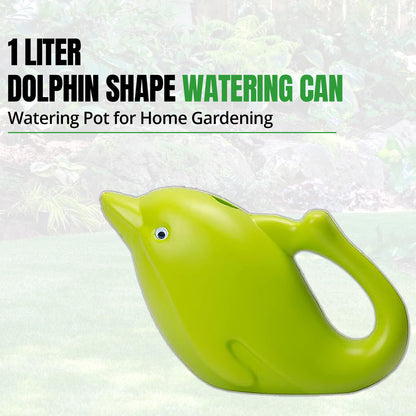 Kando KL-WC-1L Plastic Green Dolphin-Shaped Watering Can with Sprayer for Easy Gardening