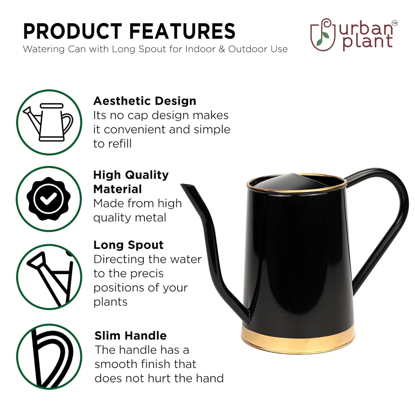 Urbania Plant Metal Watering Can for Indoor & Outdoor | Ideal for Home & Terrace Garden Accessories